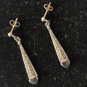 Sterling Silver Marcasite Teardrop Earrings